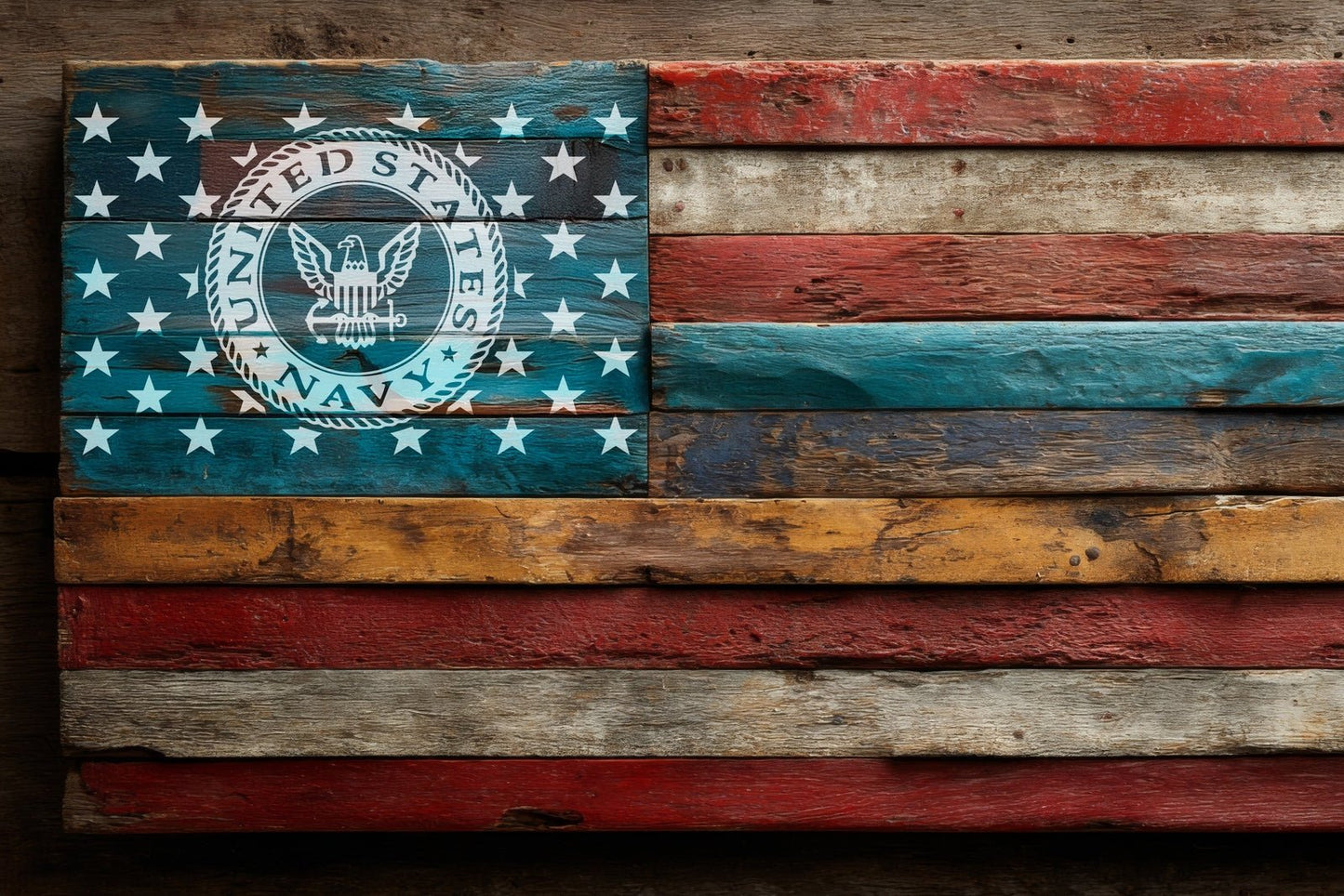 American Flag Navy Star Union Vinyl Decal or Stencil | 309