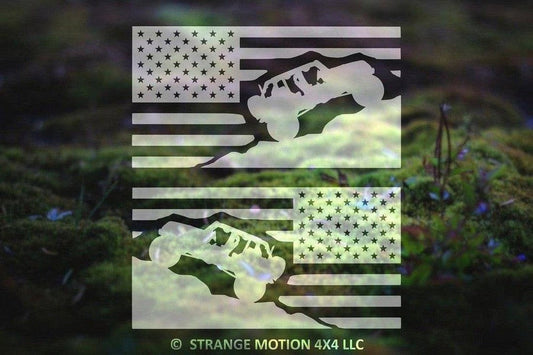 Pair of American Flag Vinyl Decals for Wrangler JKU | 25P