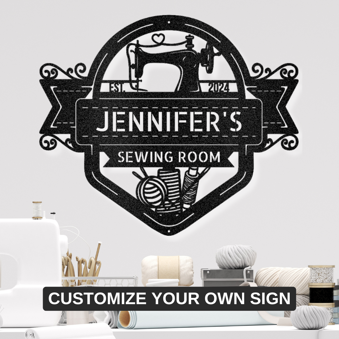 Custom Metal Sign for Quilting & Sewing Craft Rooms