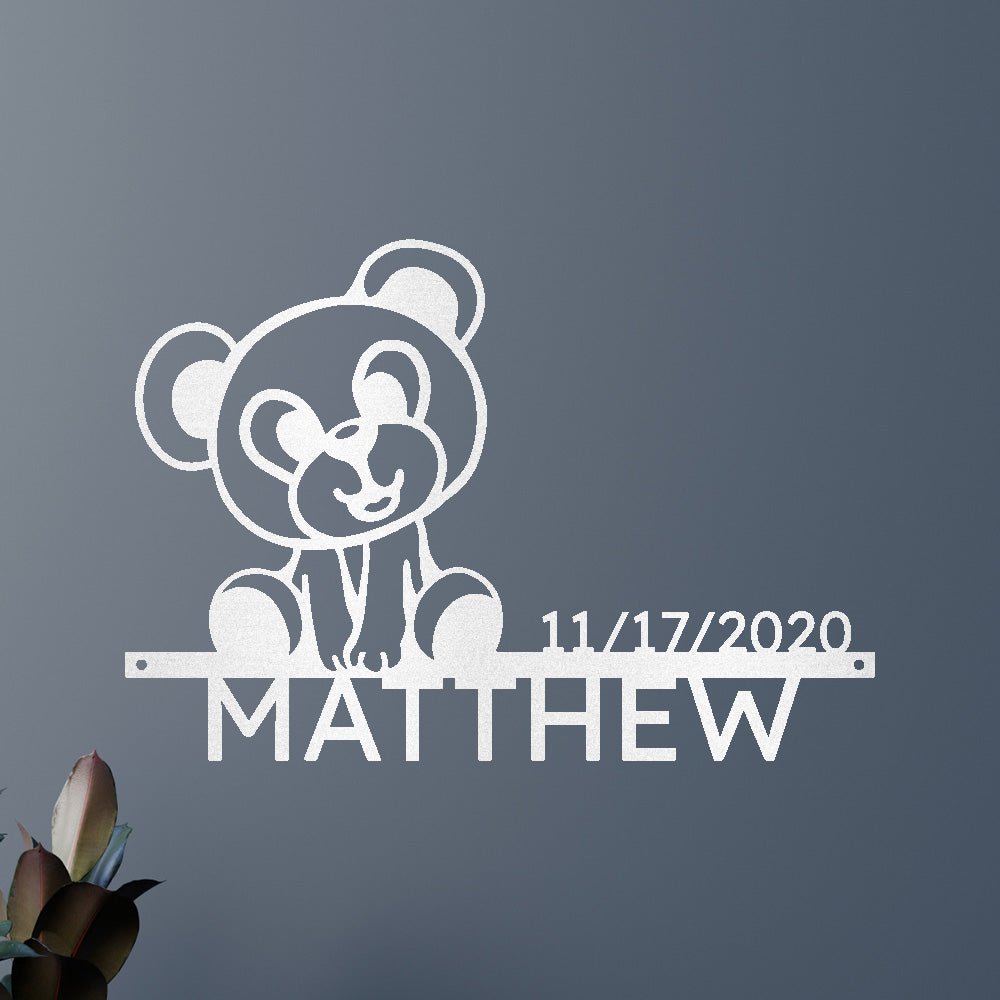 Newborn Baby Gift - Custom Metal Sign, Teddy Design
