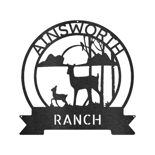 Ranch Deer Sunset Personalized Gifts - Custom Metal Sign